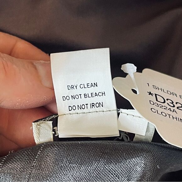 NWT NIKIBIKI Small Ruched Tan Beaded One Shoulder Dress. - Picture 4 of 10